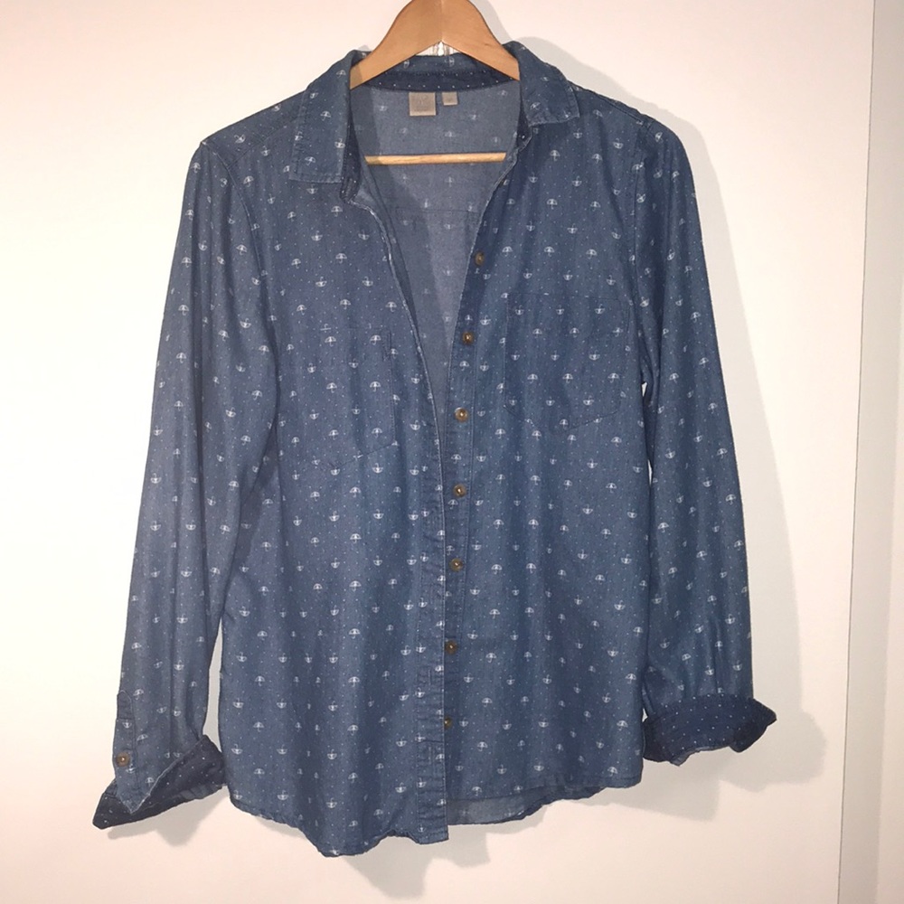 Jean shirt with umbrella pattern